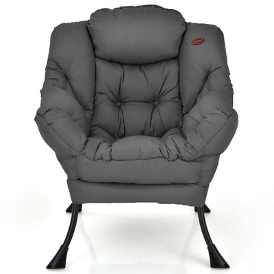 Modern Lazy Sofa Chair Leisure Accent Armchair Upholstered Lounge Chair with Foldable Footrest and Side Storage Pocket