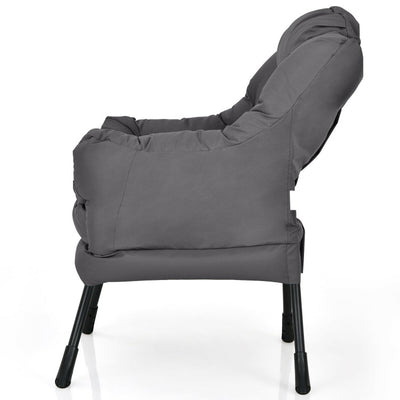 Modern Lazy Sofa Chair Leisure Accent Armchair Upholstered Lounge Chair with Foldable Footrest and Side Storage Pocket