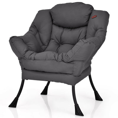 Modern Lazy Sofa Chair Leisure Accent Armchair Upholstered Lounge Chair with Foldable Footrest and Side Storage Pocket