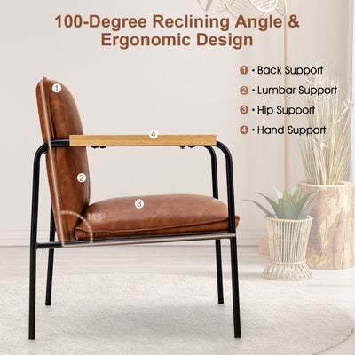 Modern PU Leather Accent Chair Ergonomic Armchair Reading Lounge Chair with Padded Cushion