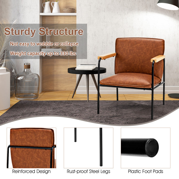 Modern PU Leather Accent Chair Ergonomic Armchair Reading Lounge Chair with Padded Cushion