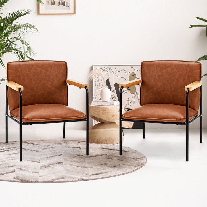 Modern PU Leather Accent Chair Ergonomic Armchair Reading Lounge Chair with Padded Cushion