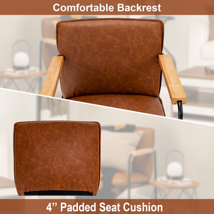 Modern PU Leather Accent Chair Ergonomic Armchair Reading Lounge Chair with Padded Cushion