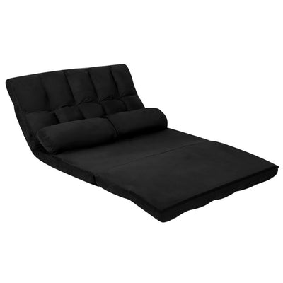 Multi-Functional Foldable Lazy Sofa Sleeper Bed 6-Position Adjustable Suede Floor Sofa Couch with Detachable Cloth Cover and 2 Pillows