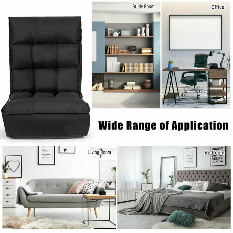 Multi-Position Adjustable Lazy Sofa Recliner Folding Floor Lounge Chair with Adjustable Backrest and Head