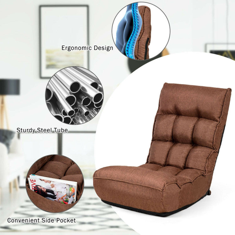 Multi-Position Adjustable Lazy Sofa Recliner Folding Floor Lounge Chair with Adjustable Backrest and Head