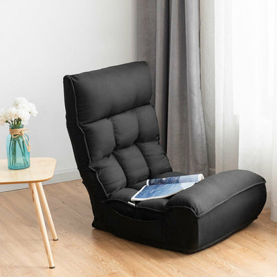 Multi-Position Adjustable Lazy Sofa Recliner Folding Floor Lounge Chair with Adjustable Backrest and Head