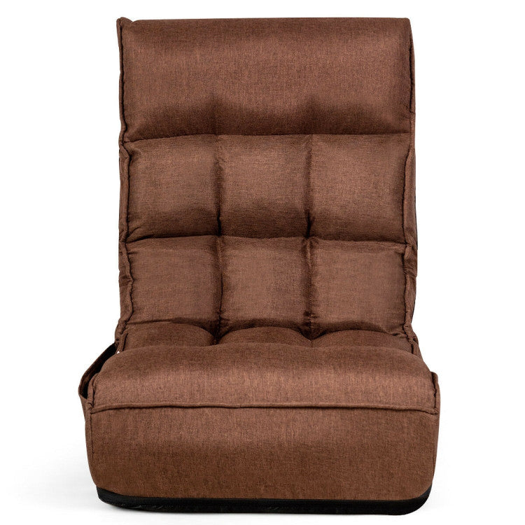 Multi-Position Adjustable Lazy Sofa Recliner Folding Floor Lounge Chair with Adjustable Backrest and Head