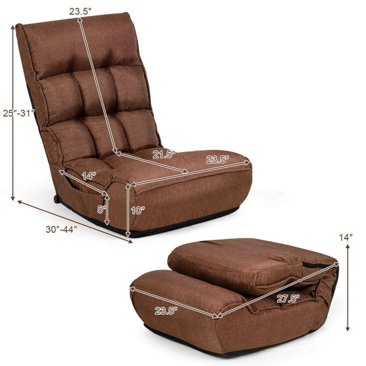 Multi-Position Adjustable Lazy Sofa Recliner Folding Floor Lounge Chair with Adjustable Backrest and Head