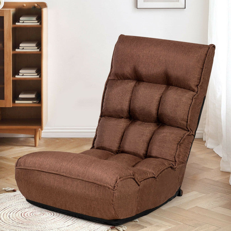 Multi-Position Adjustable Lazy Sofa Recliner Folding Floor Lounge Chair with Adjustable Backrest and Head