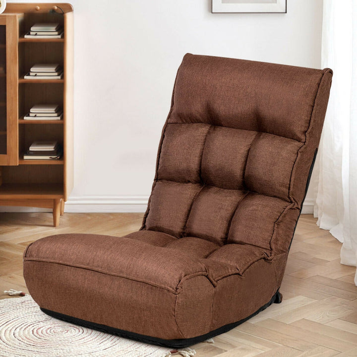 Multi-Position Adjustable Lazy Sofa Recliner Folding Floor Lounge Chair with Adjustable Backrest and Head