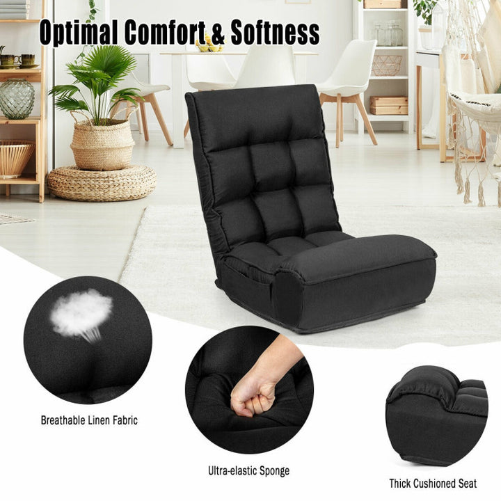 Multi-Position Adjustable Lazy Sofa Recliner Folding Floor Lounge Chair with Adjustable Backrest and Head