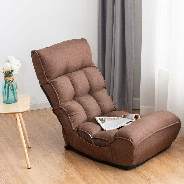 Multi-Position Adjustable Lazy Sofa Recliner Folding Floor Lounge Chair with Adjustable Backrest and Head