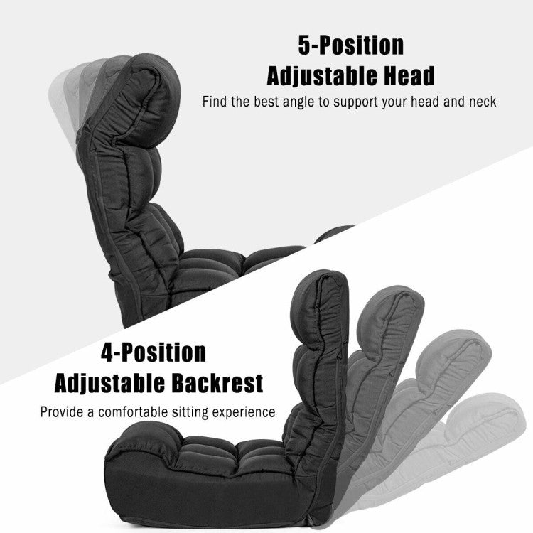 Multi-Position Adjustable Lazy Sofa Recliner Folding Floor Lounge Chair with Adjustable Backrest and Head
