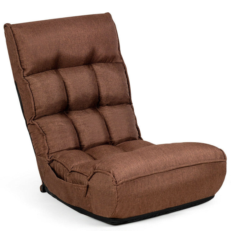 Multi-Position Adjustable Lazy Sofa Recliner Folding Floor Lounge Chair with Adjustable Backrest and Head