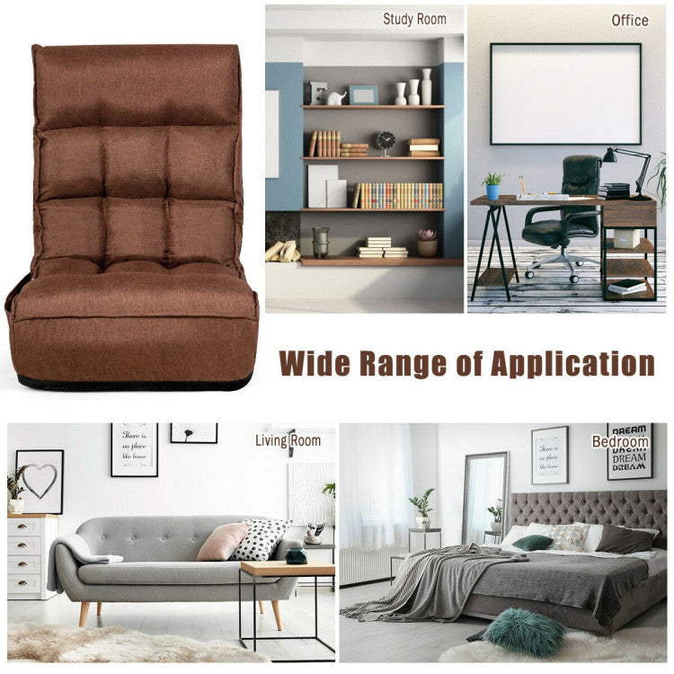 Multi-Position Adjustable Lazy Sofa Recliner Folding Floor Lounge Chair with Adjustable Backrest and Head