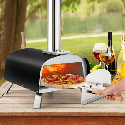 Portable Pizza Oven Outdoor Multi-Fuel Pizza Maker Baking Oven with Detachable Chimney and Pizza Stone