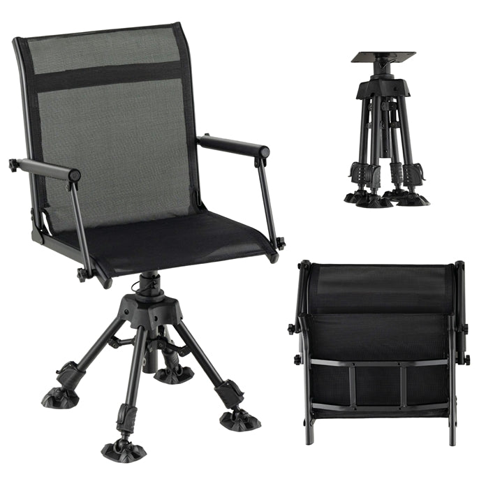 360° Swivel Hunting Blind Chair Adjustable Height Folding Chair with 4 Adjustable Legs &amp; Armrests