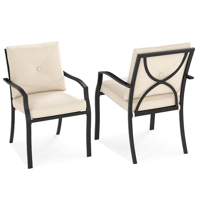 Outdoor Dining Set Patio Bistro Chairs with Removable Cushions and Rustproof Steel Frame