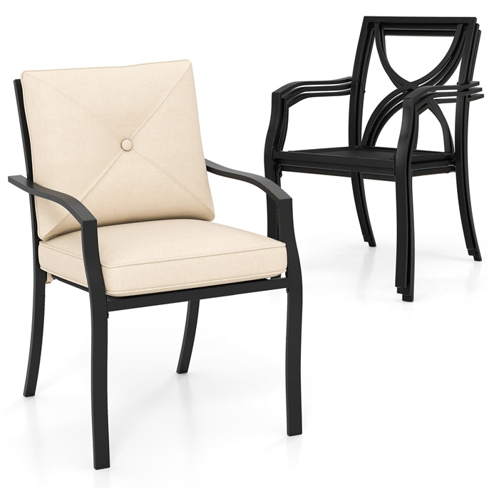 Outdoor Dining Set Patio Bistro Chairs with Removable Cushions and Rustproof Steel Frame