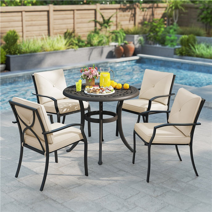 Outdoor Dining Set Patio Bistro Chairs with Removable Cushions and Rustproof Steel Frame