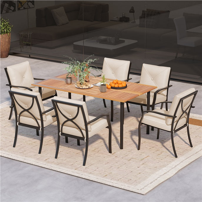 Outdoor Dining Set Patio Bistro Chairs with Removable Cushions and Rustproof Steel Frame