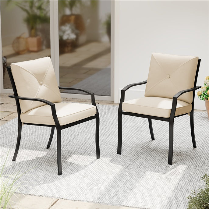 Outdoor Dining Set Patio Bistro Chairs with Removable Cushions and Rustproof Steel Frame