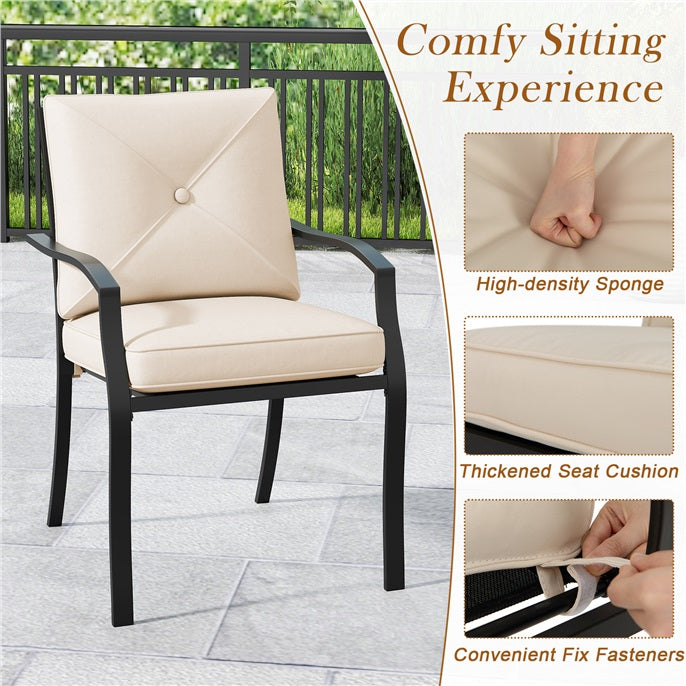 Outdoor Dining Set Patio Bistro Chairs with Removable Cushions and Rustproof Steel Frame