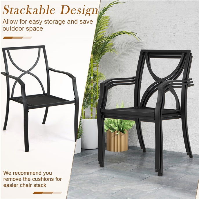 Outdoor Dining Set Patio Bistro Chairs with Removable Cushions and Rustproof Steel Frame