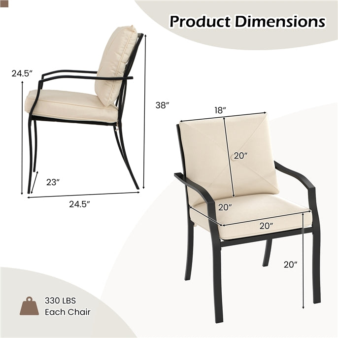 Outdoor Dining Set Patio Bistro Chairs with Removable Cushions and Rustproof Steel Frame