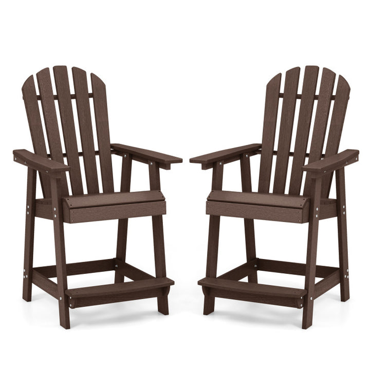 Outdoor HDPE Barstool Patio Dining Chair with Curved Seat and Wide Backrest