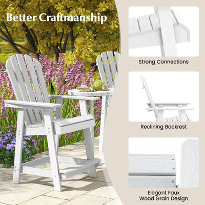 Outdoor HDPE Barstool Patio Dining Chair with Curved Seat and Wide Backrest