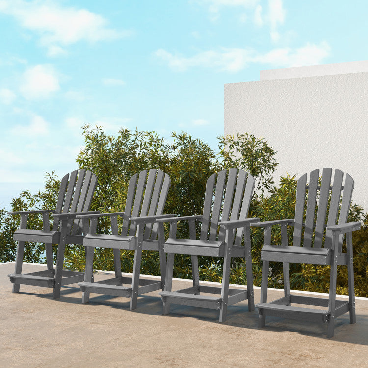 Outdoor HDPE Barstool Patio Dining Chair with Curved Seat and Wide Backrest
