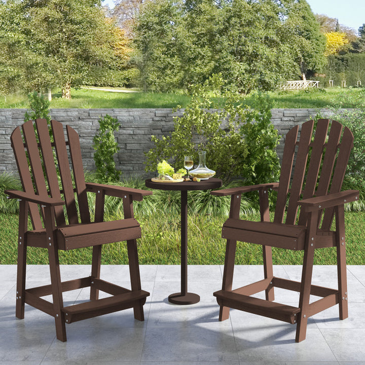 Outdoor HDPE Barstool Patio Dining Chair with Curved Seat and Wide Backrest