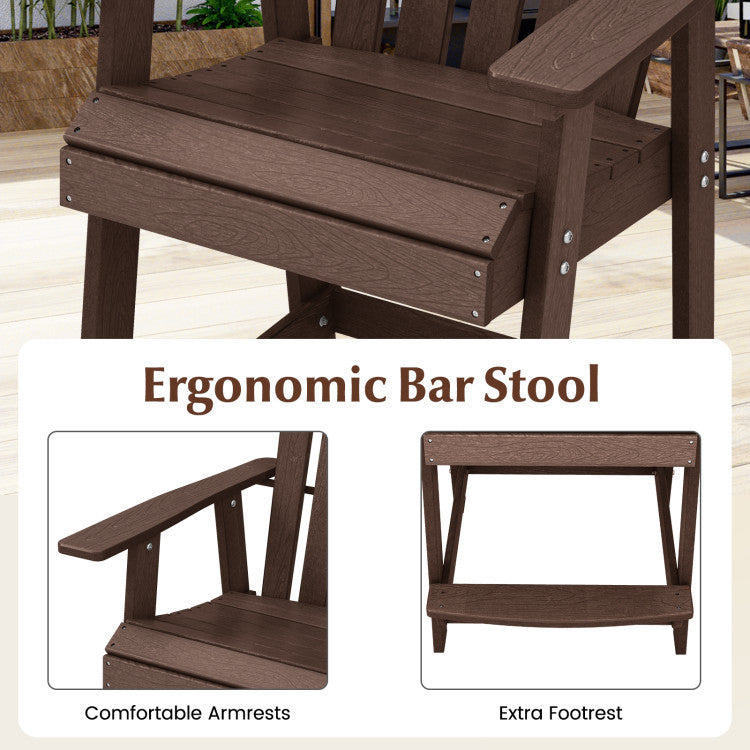 Outdoor HDPE Barstool Patio Dining Chair with Curved Seat and Wide Backrest