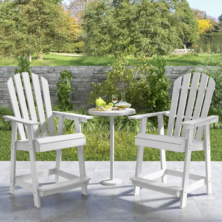 Outdoor HDPE Barstool Patio Dining Chair with Curved Seat and Wide Backrest