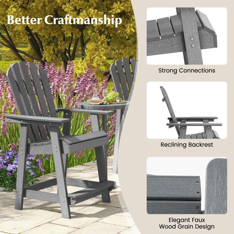 Outdoor HDPE Barstool Patio Dining Chair with Curved Seat and Wide Backrest