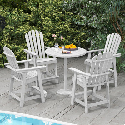 Outdoor HDPE Barstool Patio Dining Chair with Curved Seat and Wide Backrest