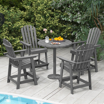 Outdoor HDPE Barstool Patio Dining Chair with Curved Seat and Wide Backrest