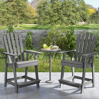 Outdoor HDPE Barstool Patio Dining Chair with Curved Seat and Wide Backrest