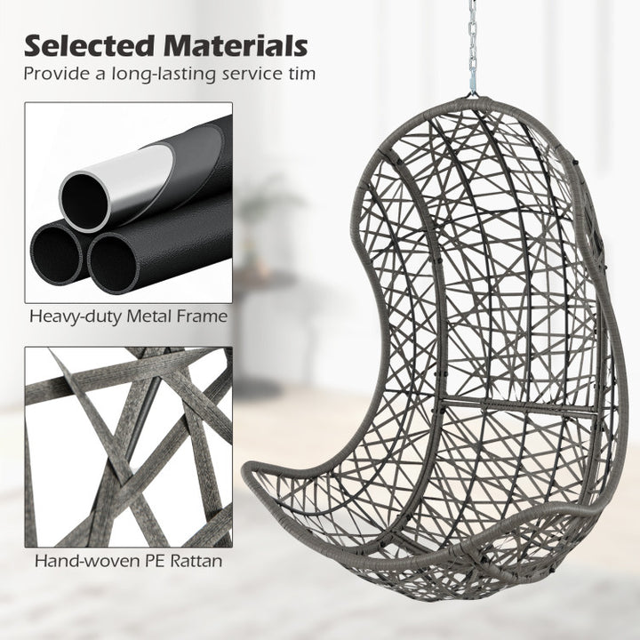Outdoor PE Rattan Swing Egg Chair Patio Hanging Hammock Chair with Adjustable Chains and Hanging Accessories