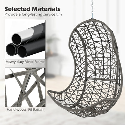 Outdoor PE Rattan Swing Egg Chair Patio Hanging Hammock Chair with Adjustable Chains and Hanging Accessories