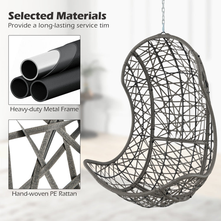 Outdoor PE Rattan Swing Egg Chair Patio Hanging Hammock Chair with Adjustable Chains and Hanging Accessories