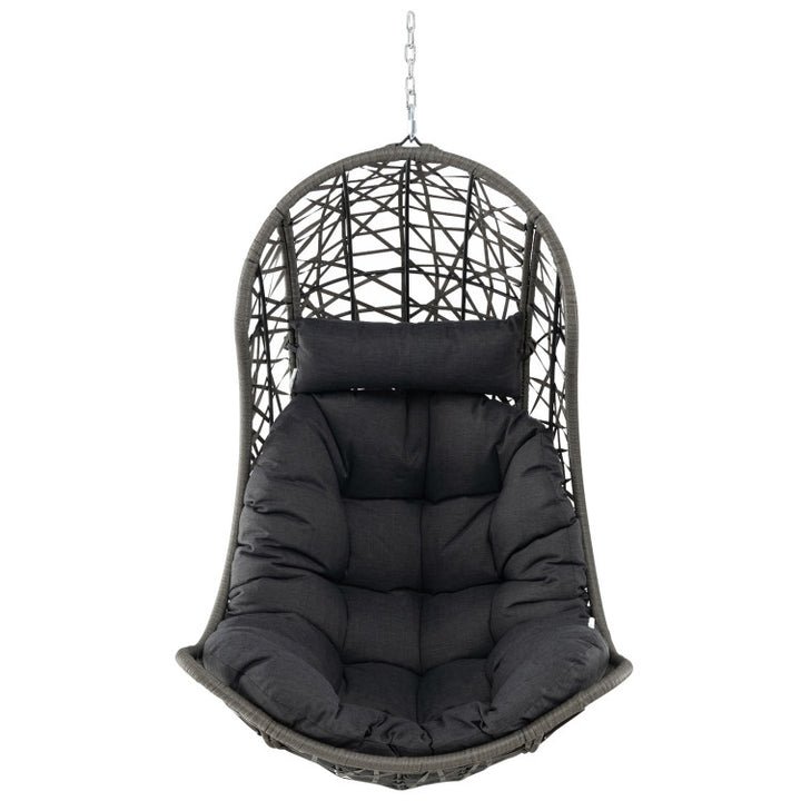 Outdoor PE Rattan Swing Egg Chair Patio Hanging Hammock Chair with Adjustable Chains and Hanging Accessories