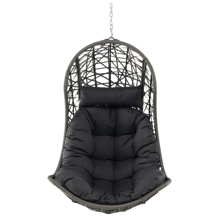 Outdoor PE Rattan Swing Egg Chair Patio Hanging Hammock Chair with Adjustable Chains and Hanging Accessories
