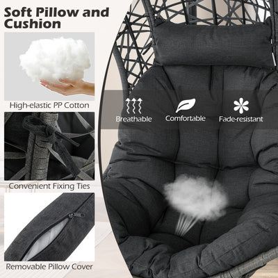 Outdoor PE Rattan Swing Egg Chair Patio Hanging Hammock Chair with Adjustable Chains and Hanging Accessories