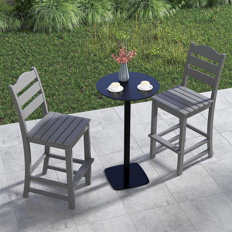 Outdoor All-Weather HDPE Bar Stool Patio 30 Inches Counter Height Bar Chair with Backrest and Footrest