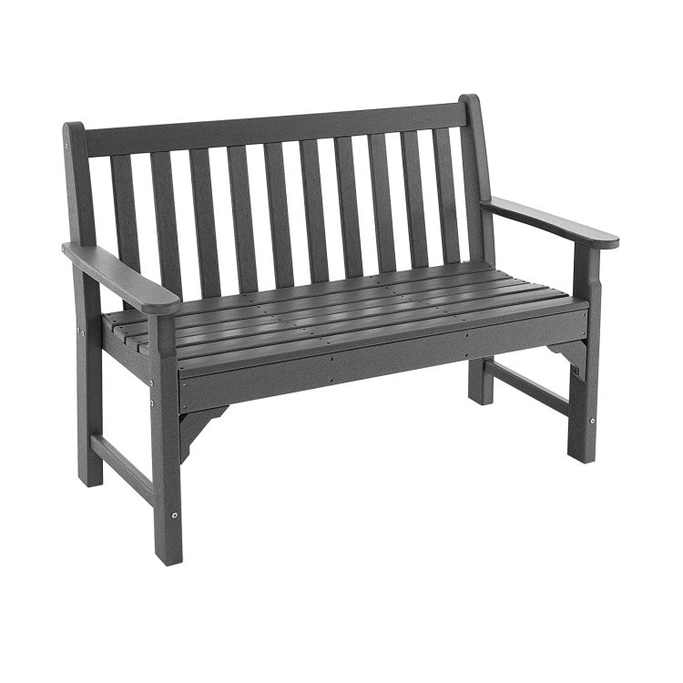 Outdoor All-Weather HDPE Bench Patio 2-Person Loveseat with Armrests and Backrest