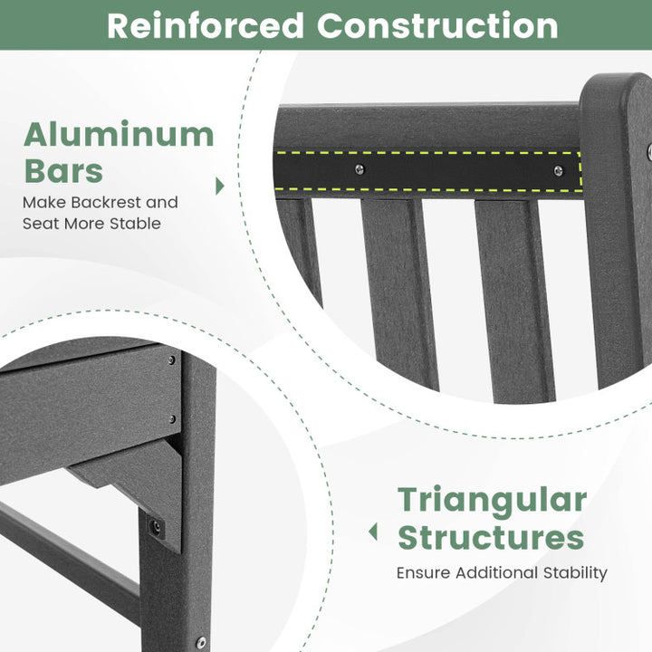 Outdoor All-Weather HDPE Bench Patio 2-Person Loveseat with Armrests and Backrest