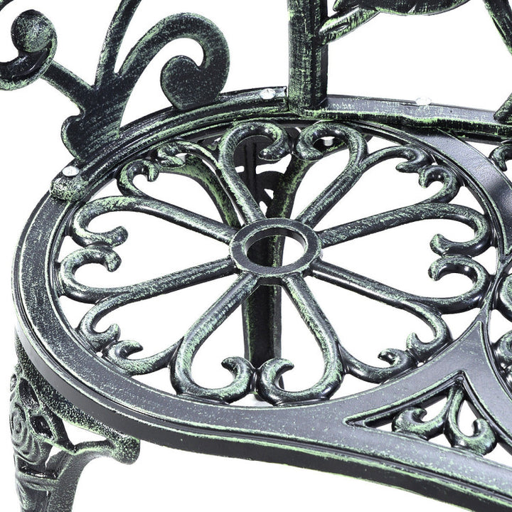 Outdoor Aluminum Antique Bench Patio Loveseat Chair with Floral Rose Style and Foot Pads